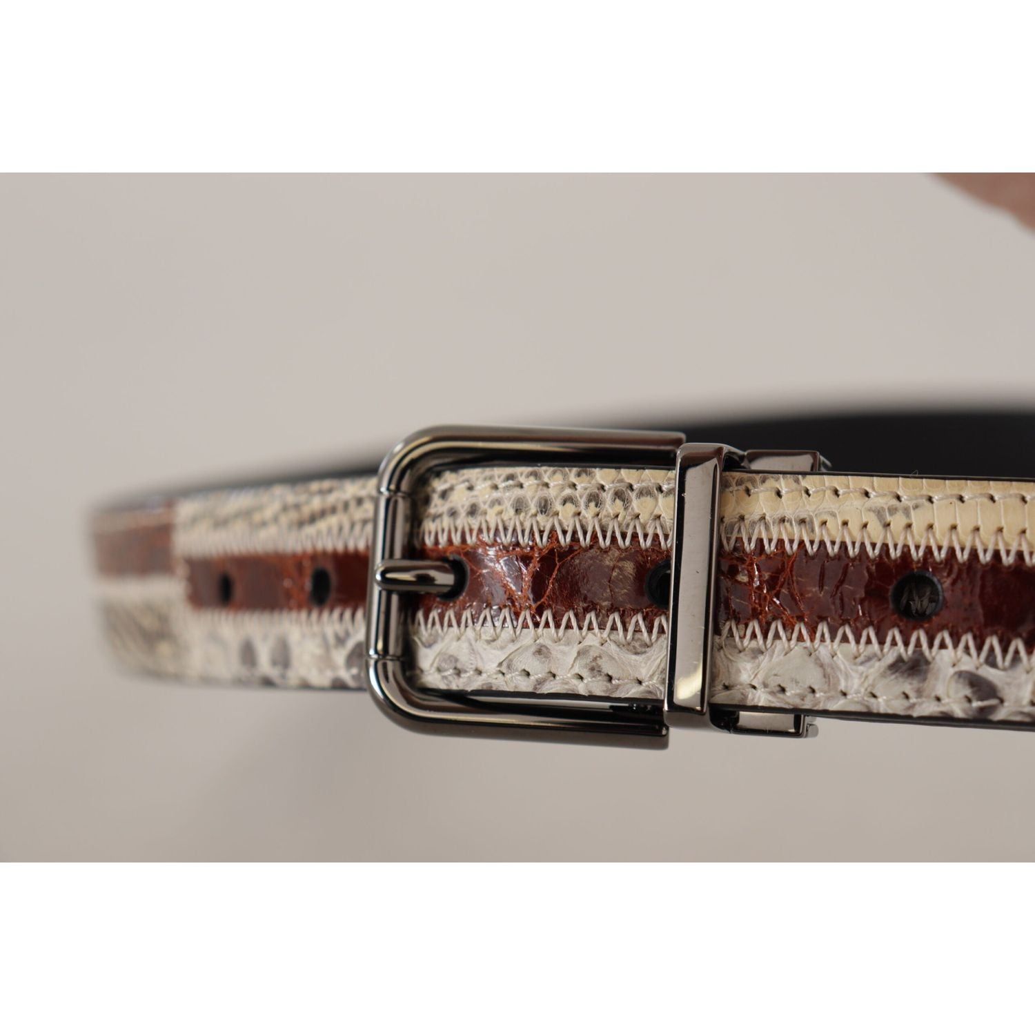 Dolce & Gabbana Multicolor Exotic Leather Patchwork Metal Belt