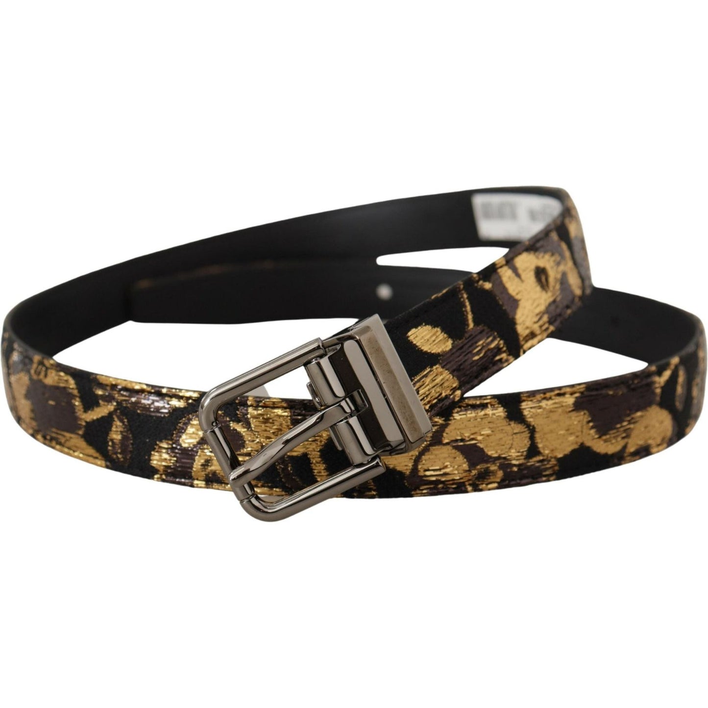 Dolce & Gabbana Multicolor Jacquard Leather Logo Metal Buckle Belt