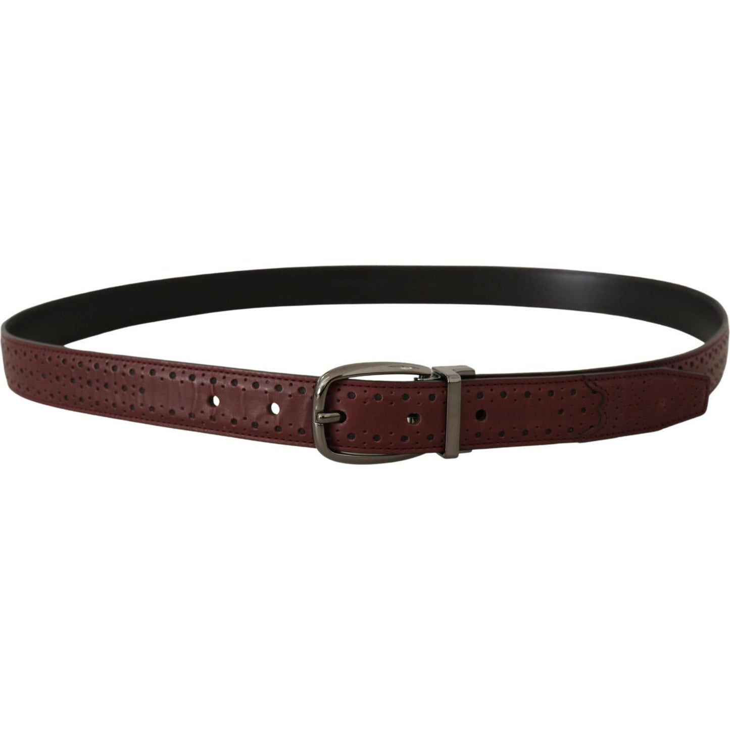 Dolce & Gabbana Brown Perforated Leather Metal Buckle Belt
