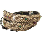Dolce & Gabbana Beige Exotic Leather Crystals Reversible Shoulder Strap
