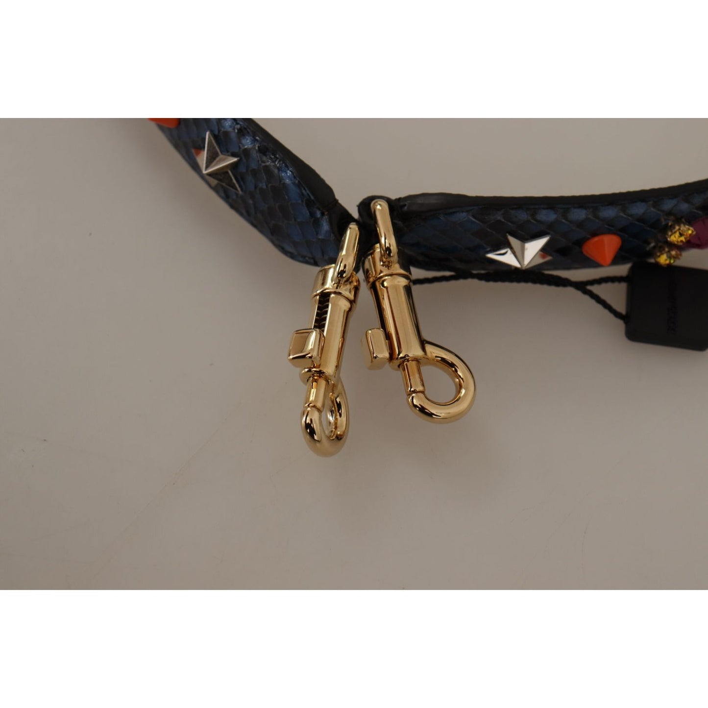 Dolce & Gabbana Blue Exotic Leather Crystals Reversible Shoulder Strap