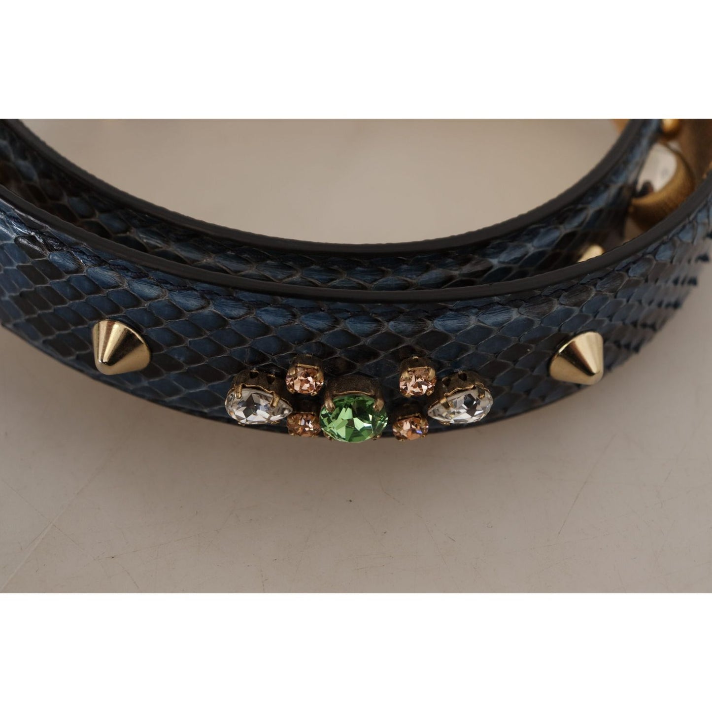 Dolce & Gabbana Blue Exotic Leather Crystals Shoulder Strap