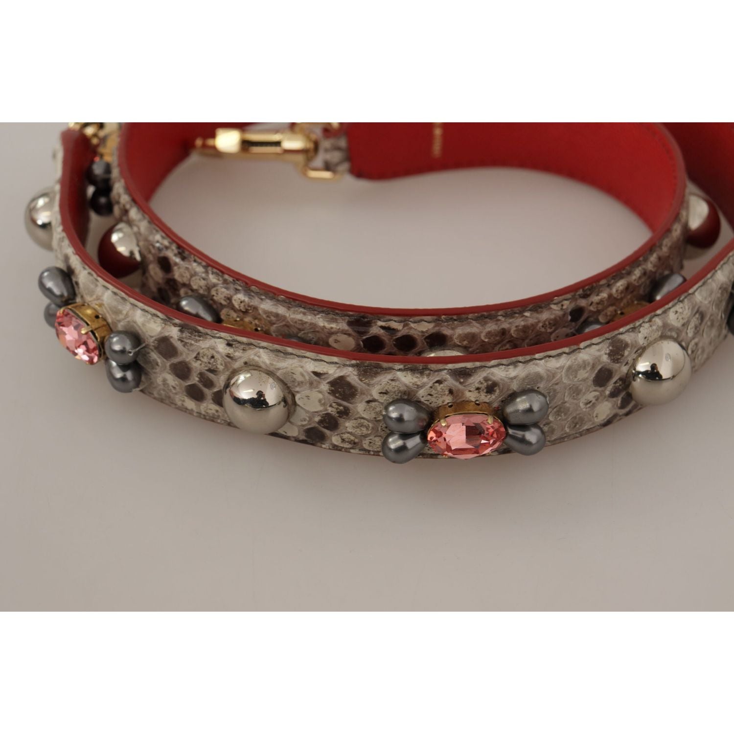 Dolce & Gabbana Beige Exotic Leather Studded Shoulder Strap