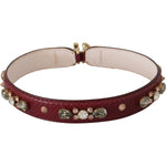 Dolce & Gabbana Bordeaux Leather Crystals Bag Shoulder Strap