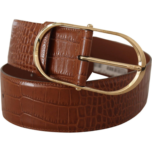 Dolce & Gabbana Enchanting Engraved Logo Leather Belt Dolce & Gabbana Saddle Brown