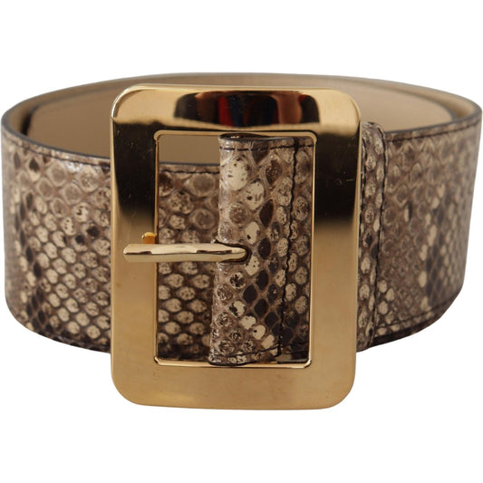 Dolce & Gabbana Elegant Leather Belt with Engraved Buckle Dolce & Gabbana Dim Gray