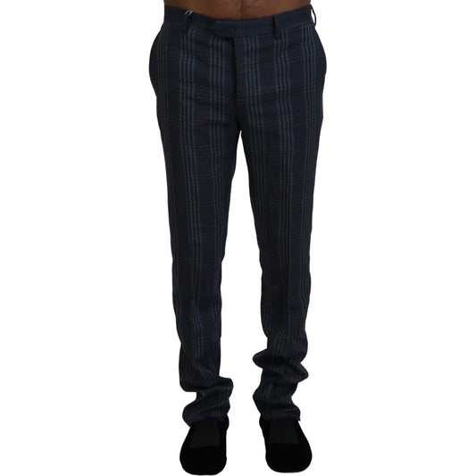 BENCIVENGA Gray Pure Wool Men Checkered Pants