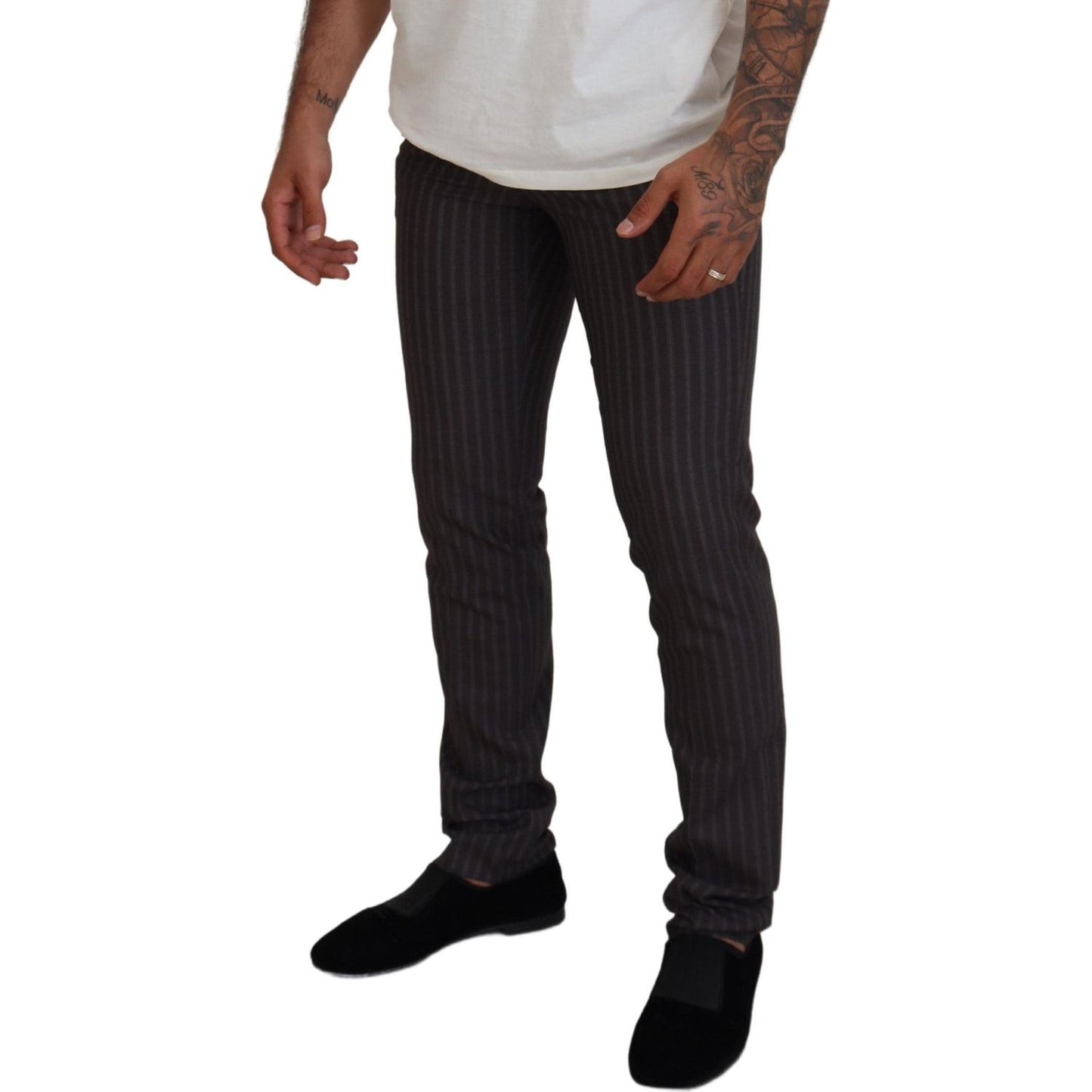 BENCIVENGA Brown Stripes Slim Fit Men Pants
