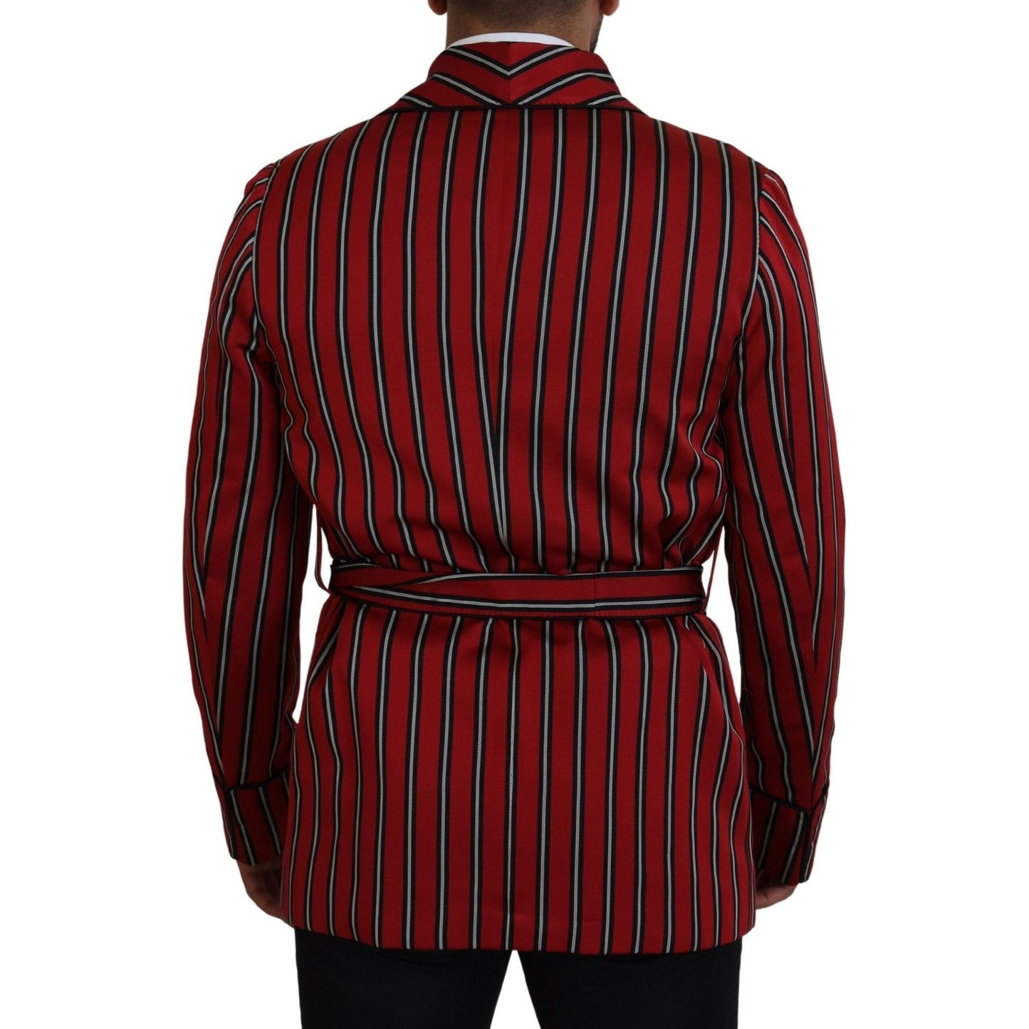 Dolce & Gabbana Red Striped Martini Printed Lining Robe
