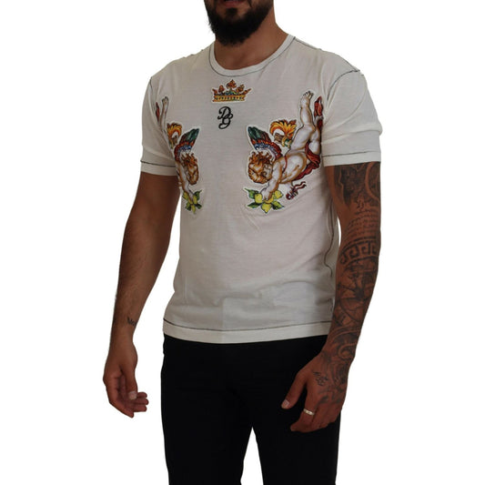 Dolce & Gabbana Elegant White Cotton-Silk Blend Tee Dolce & Gabbana Dark Slate Gray