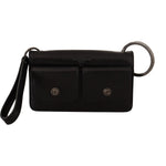 Dolce & Gabbana Black Leather Wristlet Mini Bag Card Bill Wallet