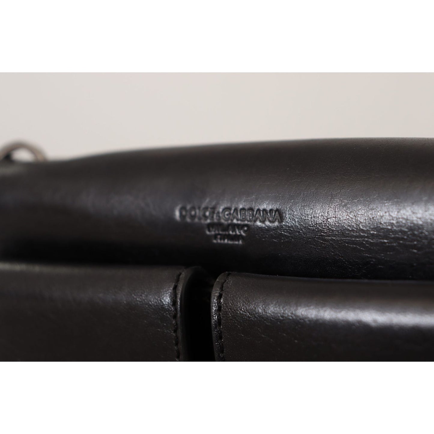 Dolce & Gabbana Black Leather Wristlet Mini Bag Card Bill Wallet