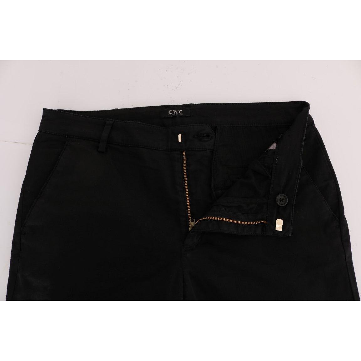 Costume National Black Slim Fit Cotton Stretch Pants