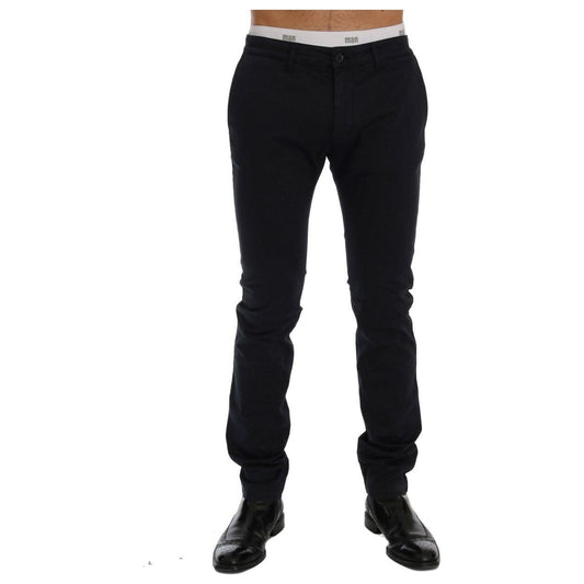 GF Ferre Chic Slim-Fit Blue Cotton Stretch Pants GF Ferre Black