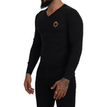 Dolce & Gabbana Gray Cashmere V-neck Gold Heart Sweater