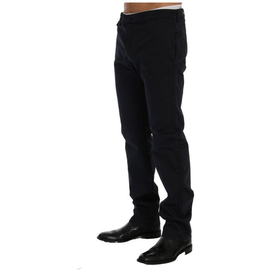 GF Ferre Sleek Blue Cotton Stretch Pants for Men GF Ferre Black