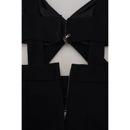Dolce & Gabbana Black Viscose Bodycon Sheath Midi Dress