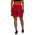 Dolce & Gabbana Pink Orange Lace Cotton High Waist Shorts