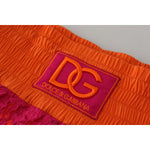 Dolce & Gabbana Pink Orange Lace Cotton High Waist Shorts