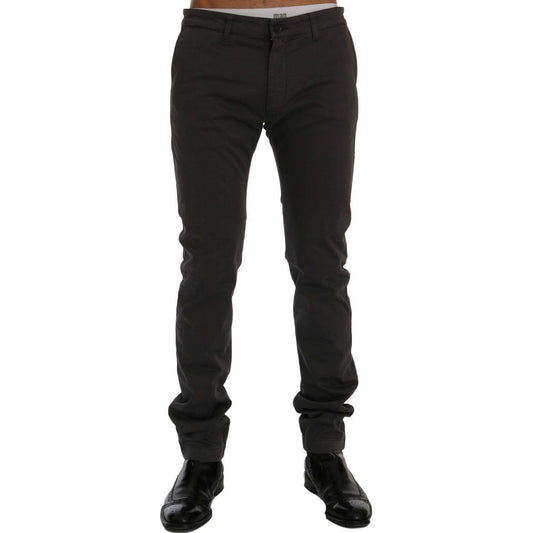 GF Ferre Elegant Slim-Fit Gray Cotton Trousers GF Ferre Black