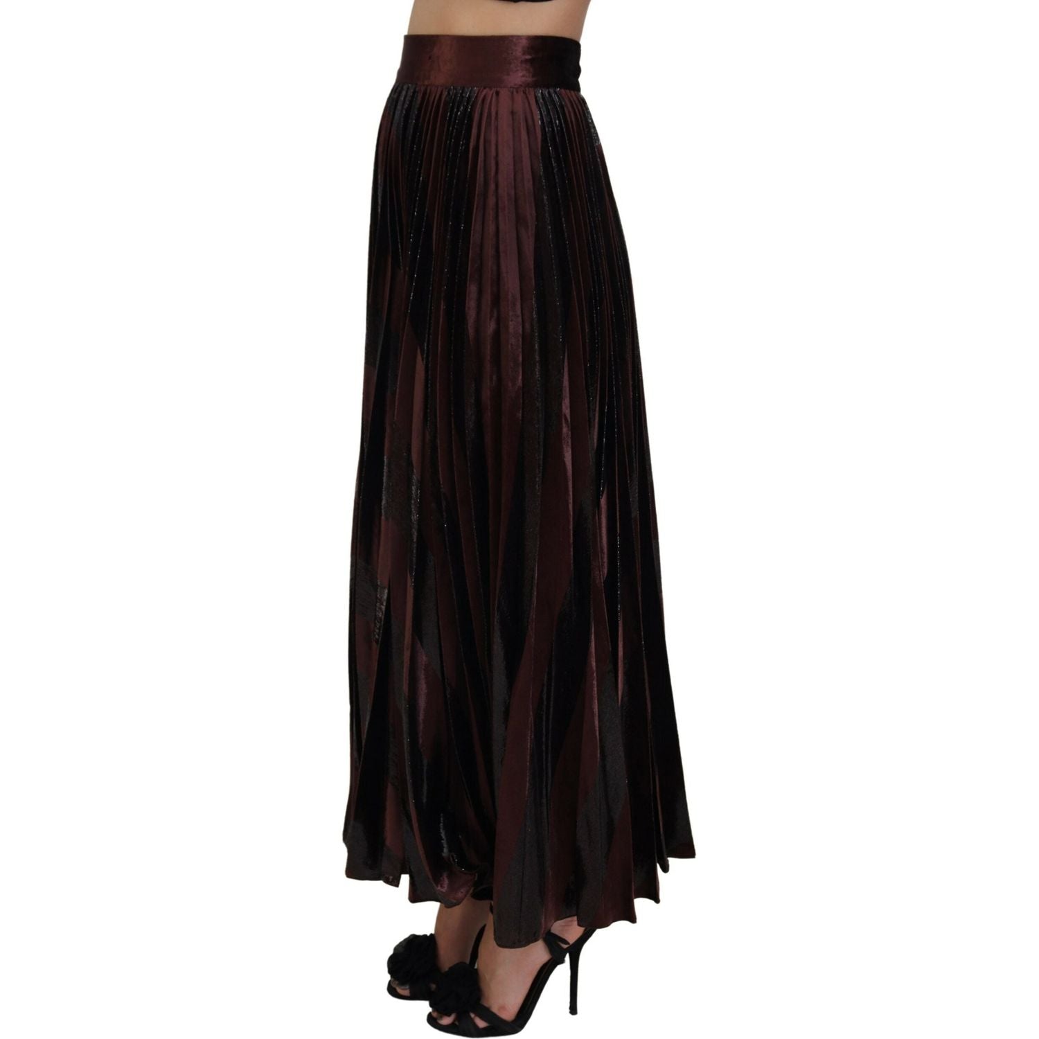 Dolce & Gabbana Brown Polyester High Waist A-line Maxi Skirt