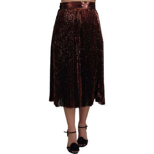Dolce & Gabbana Elegant High Waist A-Line Midi Skirt Dolce & Gabbana Black
