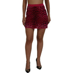 Dolce & Gabbana Pink Leopard High Waist A-line Mini Skirt