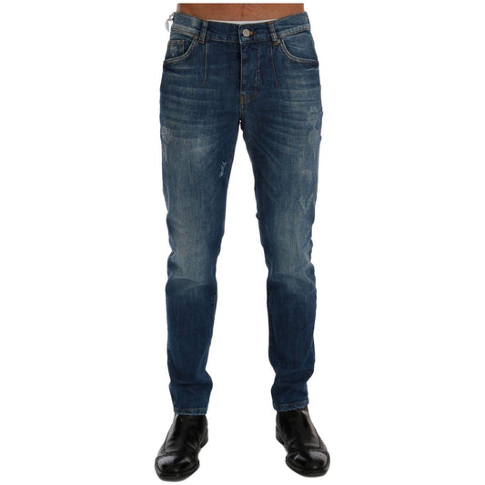 Frankie Morello Chic Slim Fit Blue Wash Jeans Frankie Morello Dark Slate Gray