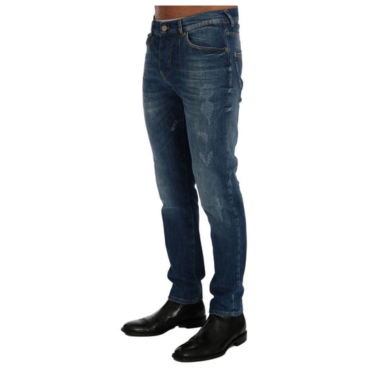 Frankie Morello Chic Slim Fit Blue Wash Jeans Frankie Morello Dark Slate Gray