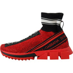 Dolce & Gabbana Red Bling Sorrento Sneakers Socks Shoes