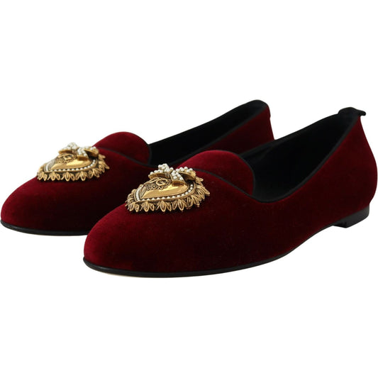 Dolce & Gabbana Bordeaux Velvet Devotion Loafers Dolce & Gabbana Black