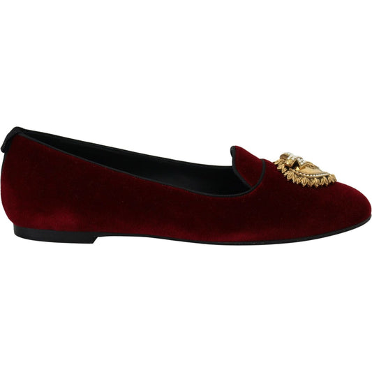 Dolce & Gabbana Bordeaux Velvet Devotion Loafers Dolce & Gabbana Black