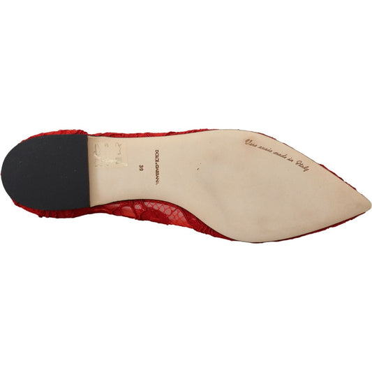 Dolce & Gabbana Red Crystal-Embellished Flats Dolce & Gabbana Tan