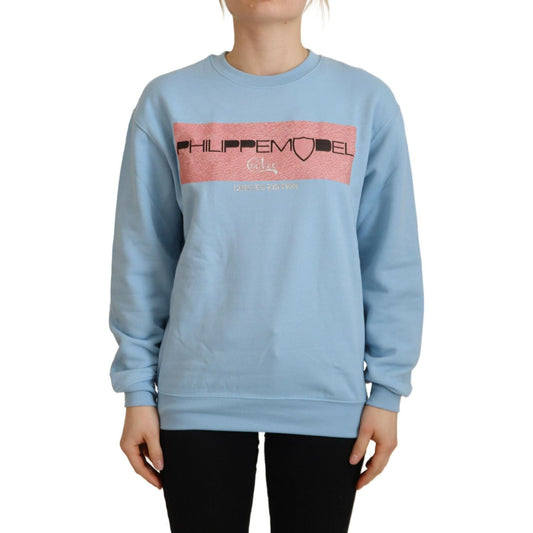Philippe Model Light Blue Logo Printed Long Sleeves Sweater