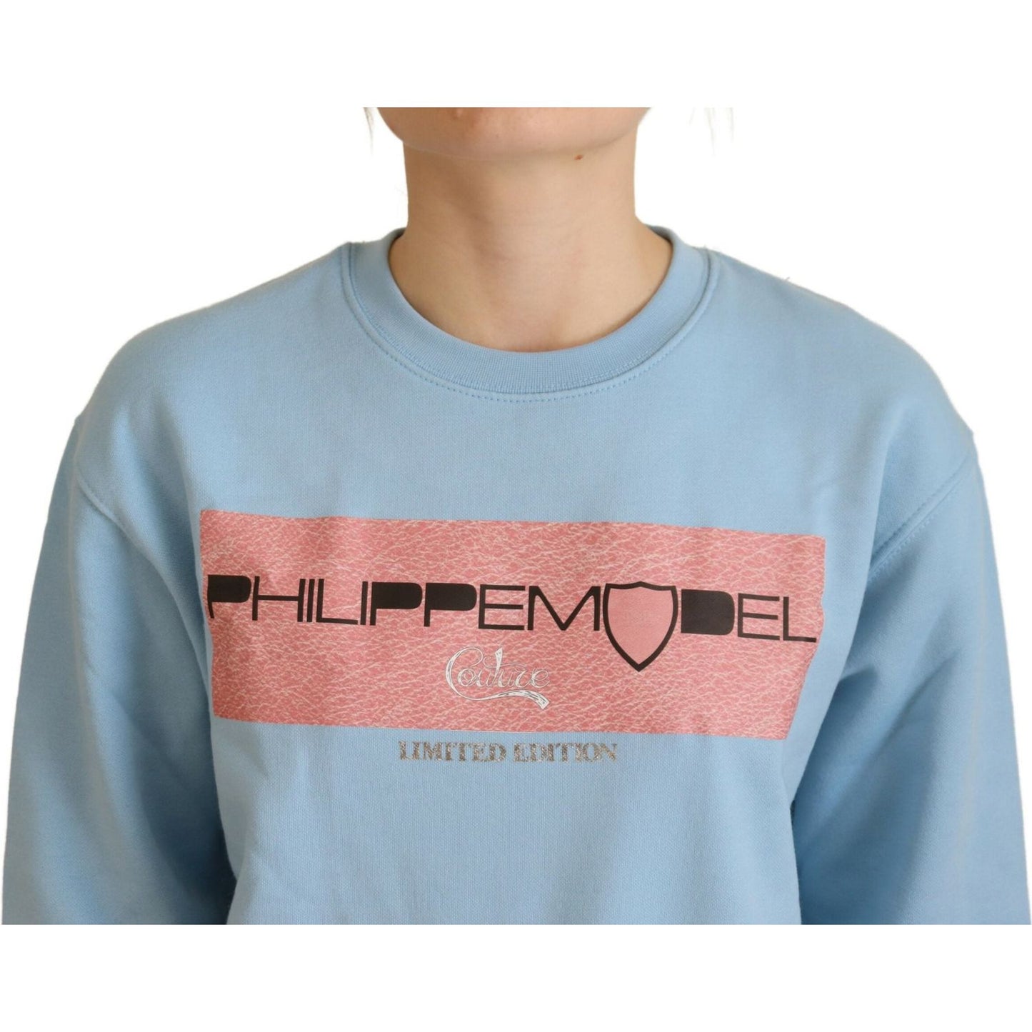 Philippe Model Light Blue Logo Printed Long Sleeves Sweater