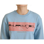 Philippe Model Light Blue Logo Printed Long Sleeves Sweater