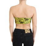 John Galliano Yellow Newspaper Print Cropped Blouse