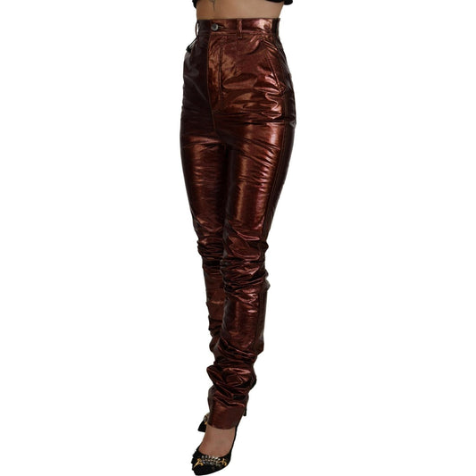 Dolce & Gabbana High Waist Skinny Jeans in Metallic Bronze Dolce & Gabbana Black