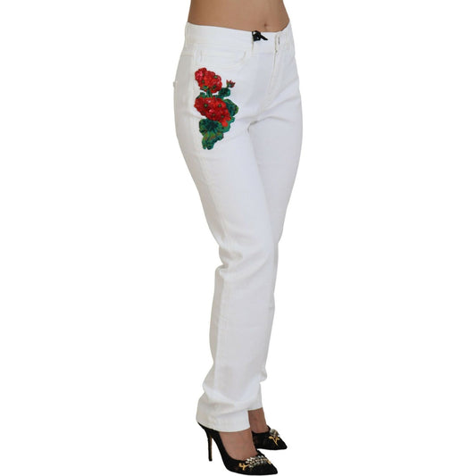 Dolce & Gabbana Elegant White Mid Waist Skinny Jeans Dolce & Gabbana Light Gray
