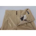 Dolce & Gabbana Brown Cotton High Waist Tapered Pants