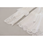 Dolce & Gabbana White Cotton Lace Trim Turtle Neck Blouse Top