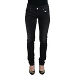 Acht Black Cotton Low Waist Slim Fit Women Casual Denim Jeans