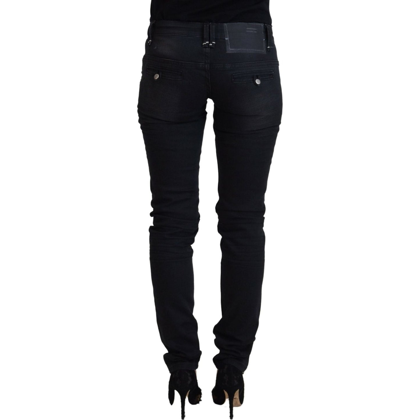 Acht Black Washed Cotton Skinny Women Casual Denim Jeans
