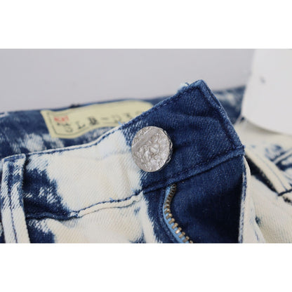 Acht White Blue Cotton Skinny Women Tattered Denim Jeans