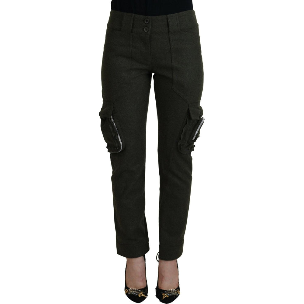 Ermanno Scervino Green Lace Up Leg Women Tapered Pants