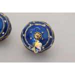 Dolce & Gabbana Gold Brass Blue Dangle Ball Crystal Clip On Earrings Earrings