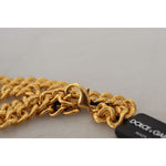 Dolce & Gabbana Gold Brass Crystal Logo Fruit Floral Statement Necklace SMY101076