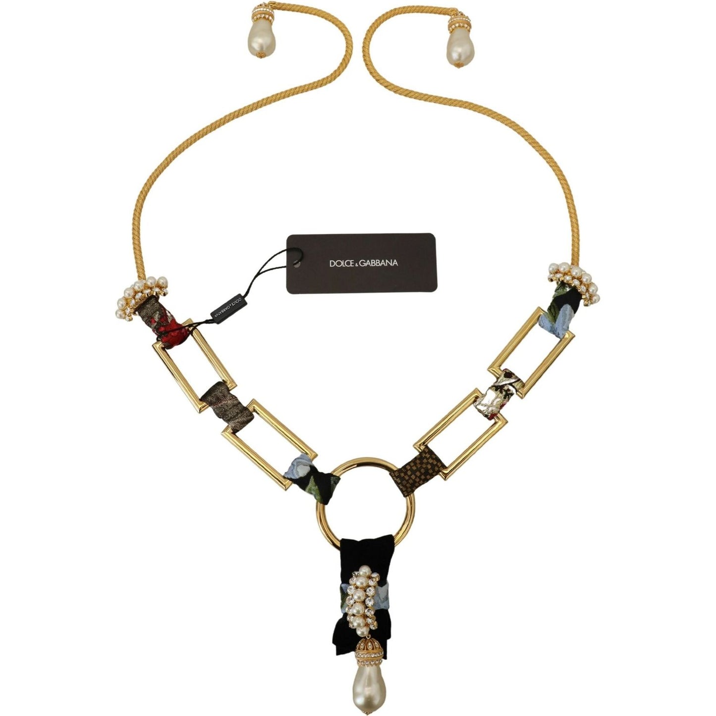 Dolce & Gabbana Gold Brass Sicily Crystal Robe Statement Necklace