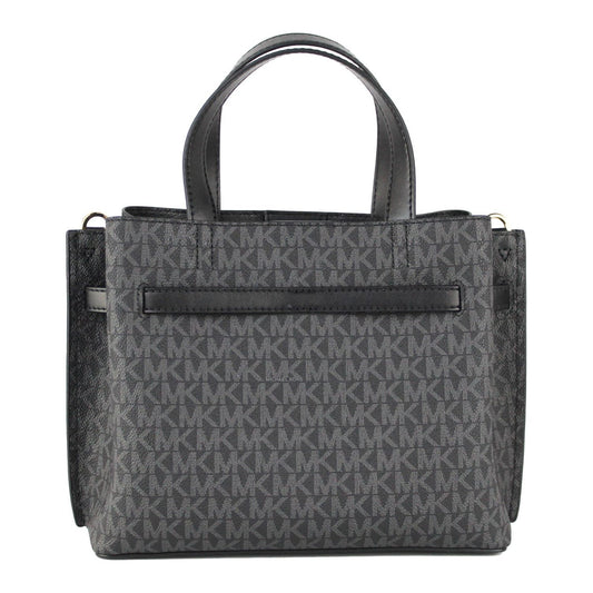 Michael Kors Emilia Small Black Signature PVC Satchel Crossbody Handbag Purse
