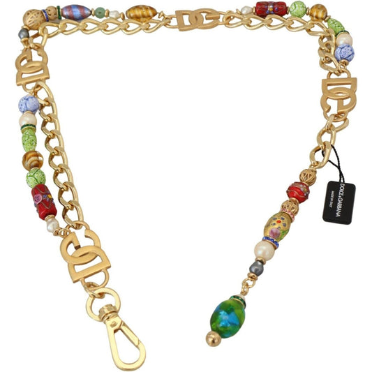 Dolce & Gabbana Elegant Gold Tone Chain Belt Dolce & Gabbana Dark Khaki